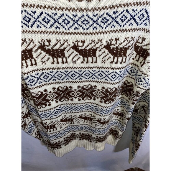 Woodward & Lothrop Men’s Pullover Sweater Size Large Ivory Reindeer Motif Cozy - Picture 12 of 12